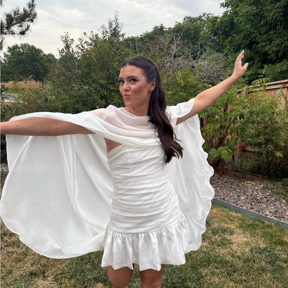 Astr White Draped Mini Dress